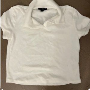cropped forever 21 terry cloth polo top - perfect for spring / summer